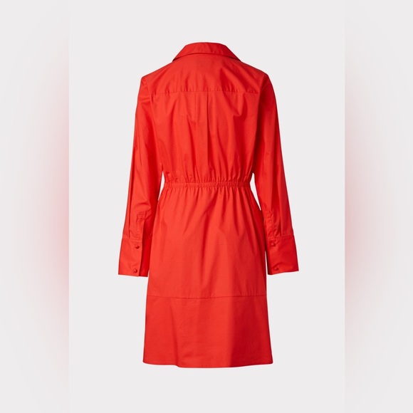 MILLY maxine poplin long sleeve mini dress in red | size 0 - Picture 4 of 8